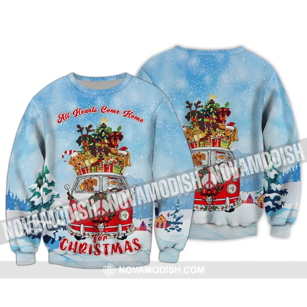Unisex T-Shirt Dogs And Christmas Shirt Hoodie For Long Sleeve / S