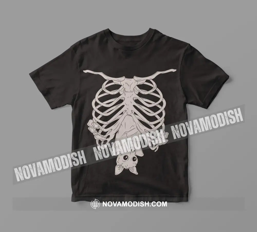 Unisex T-Shirt Halloween Bat Skeleton T-Shirt