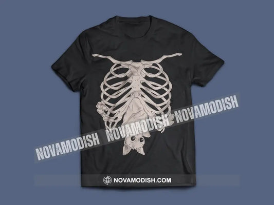 Unisex T-Shirt Halloween Bat Skeleton T-Shirt