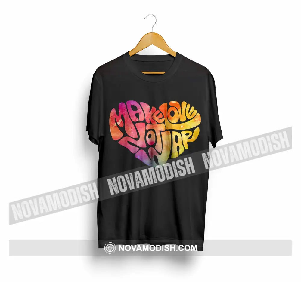 Unisex T-Shirt Peace And Love Sign Classic Peace No War Shirt Apparel Tee / Black S T-Shirt