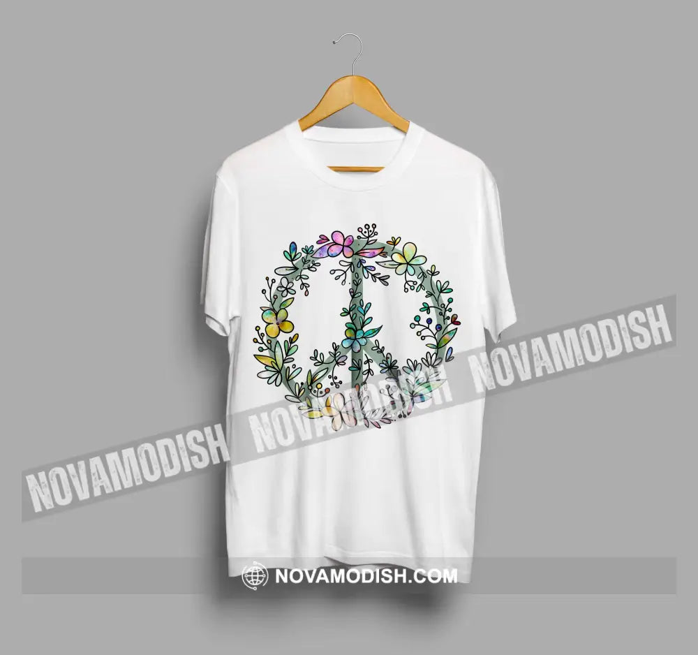 Unisex T-Shirt Peace And Love Sign Flowers Peace No War Shirt Apparel T-Shirt