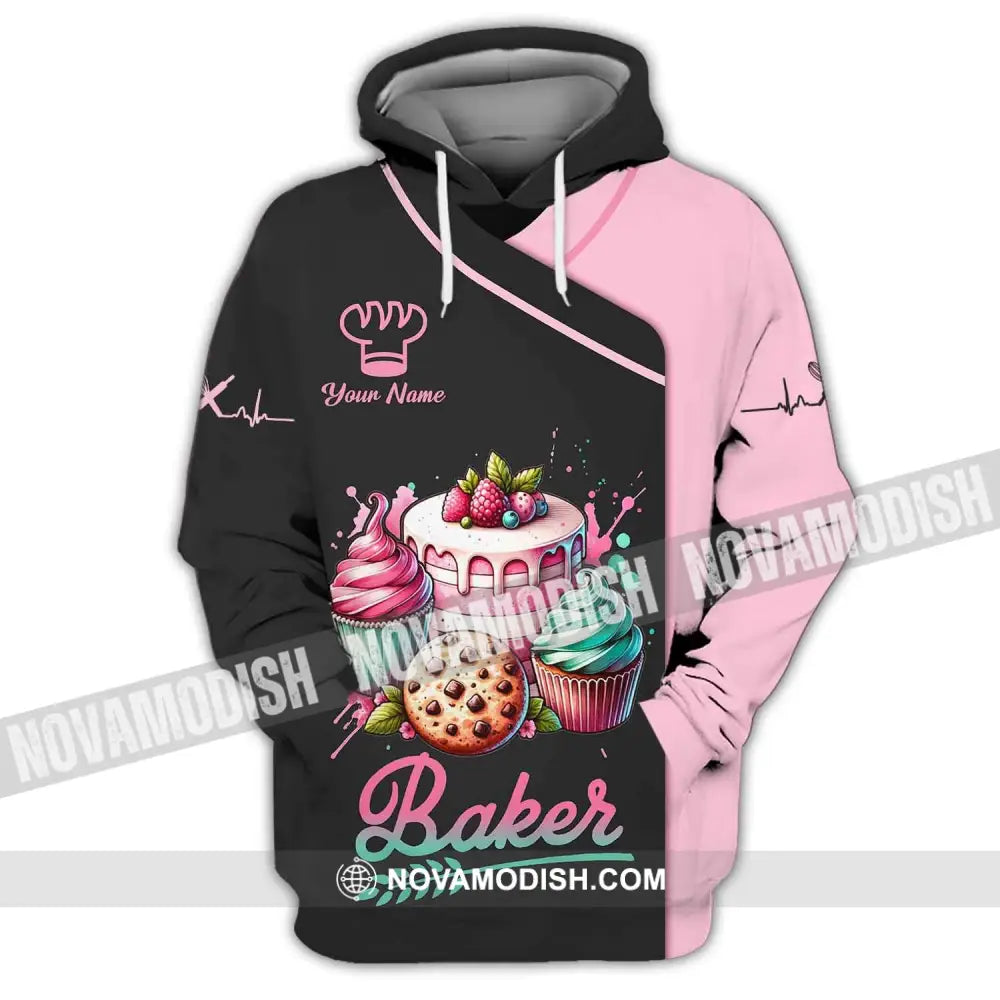 Woman Shirt Custom Name Baker Bakery Uniform Chef Baking Lovers Gift Hoodie / S T-Shirt