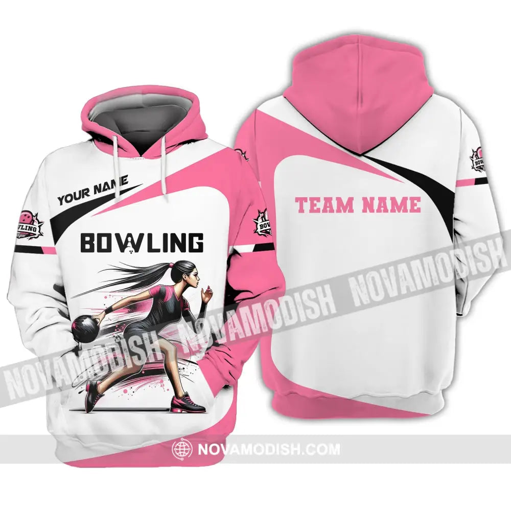 Woman Shirt Custom Name Bowling Zip Polo For Player T-Shirt Hoodie / S T-Shirt