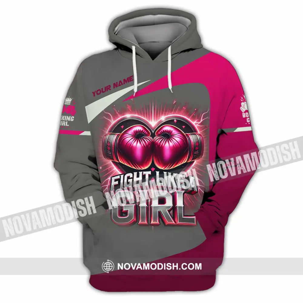 Woman Shirt Custom Name Boxing Polo Long Sleeve Hoodie / S T-Shirt