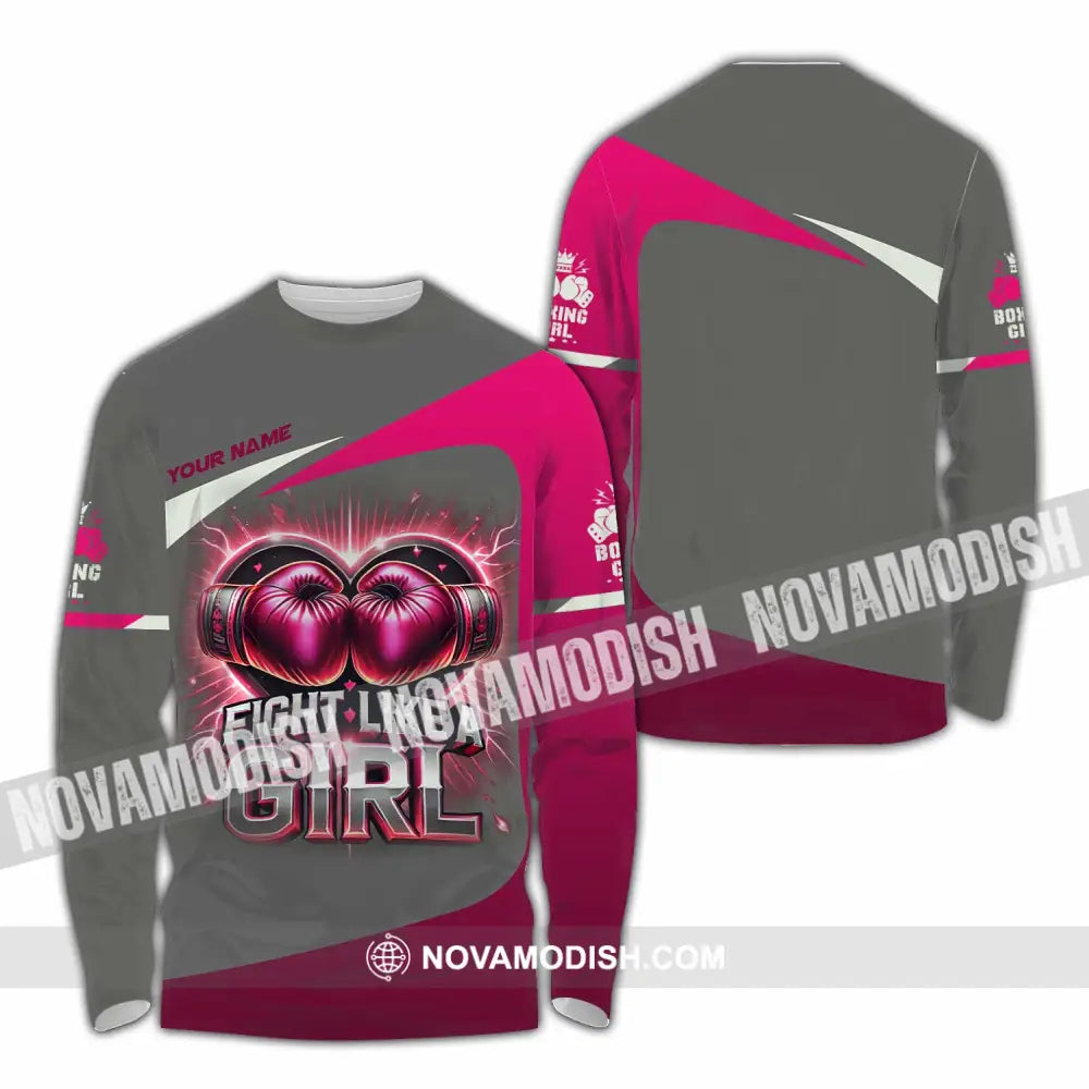Woman Shirt Custom Name Boxing Polo Long Sleeve / S T-Shirt