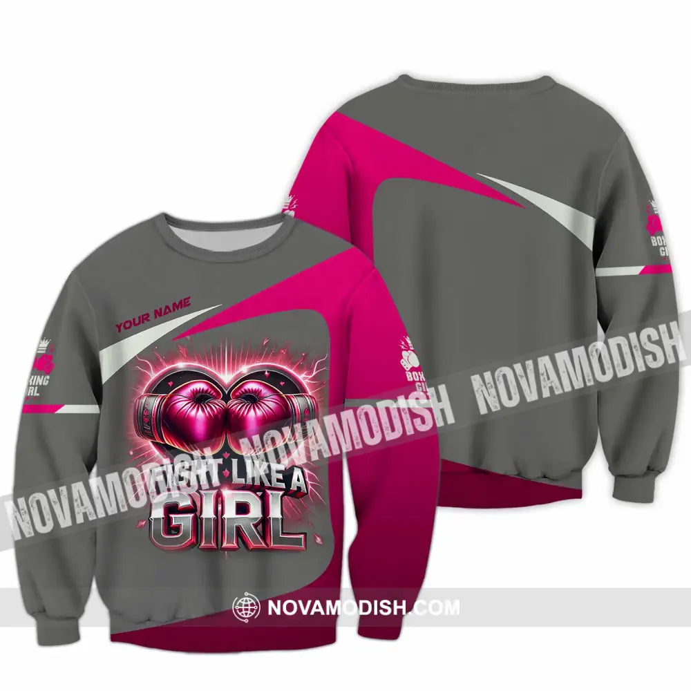Woman Shirt Custom Name Boxing Polo Long Sleeve / S T-Shirt