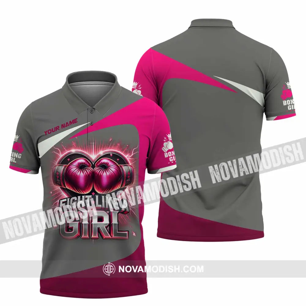 Woman Shirt Custom Name Boxing Polo Long Sleeve / S T-Shirt