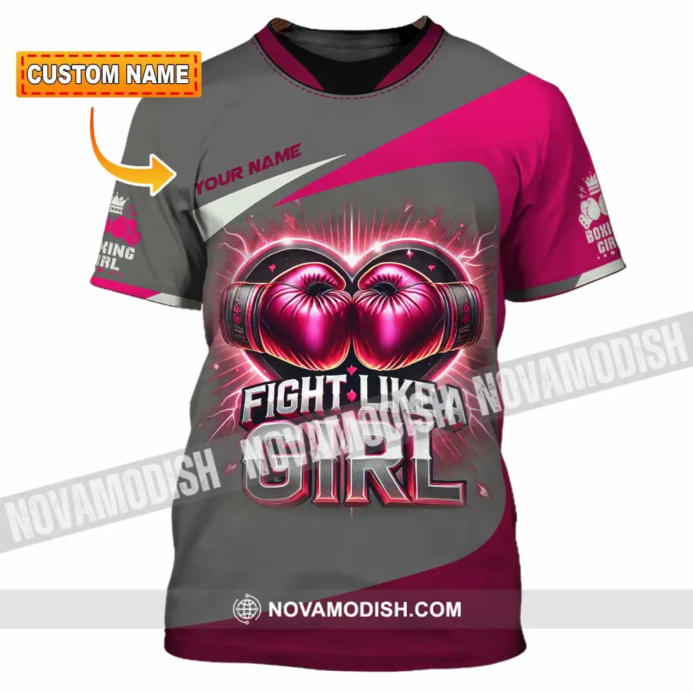 Woman Shirt Custom Name Boxing Polo Long Sleeve T-Shirt