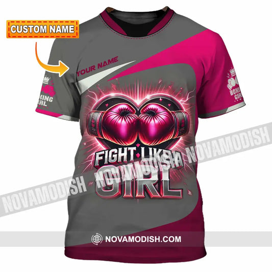 Woman Shirt Custom Name Boxing Polo Long Sleeve T-Shirt
