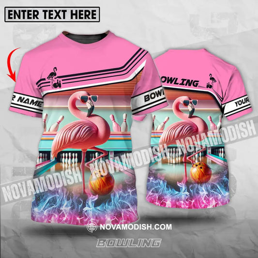 Woman Shirt - Custom Name Shirt Flamingo Bowling Shirt - Gift for Bowling Lovers T-shirt