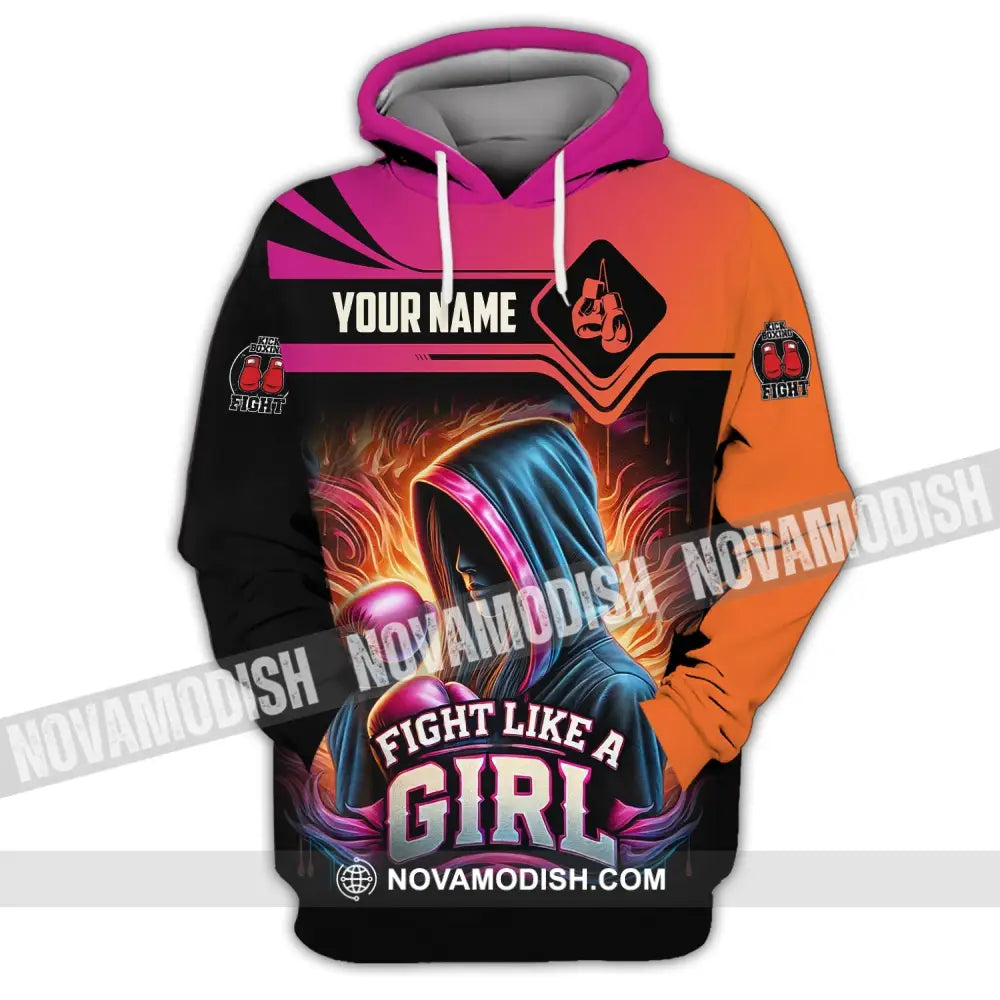 Woman Shirt Custom Name Kick Boxing Polo Long Sleeve Gift Hoodie / S T-Shirt
