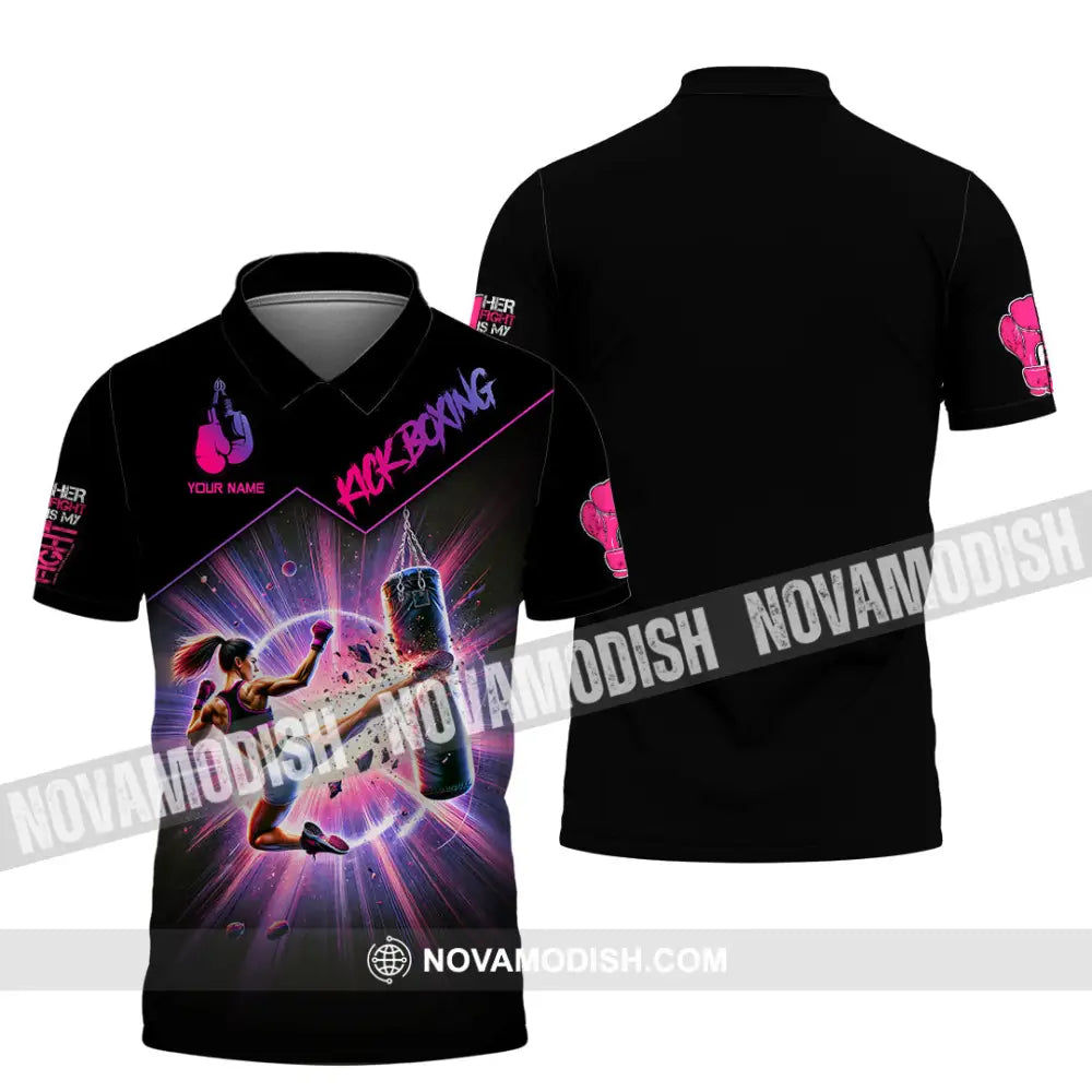 Woman Shirt Custom Name Kick Boxing Polo Long Sleeve Gift / S T-Shirt
