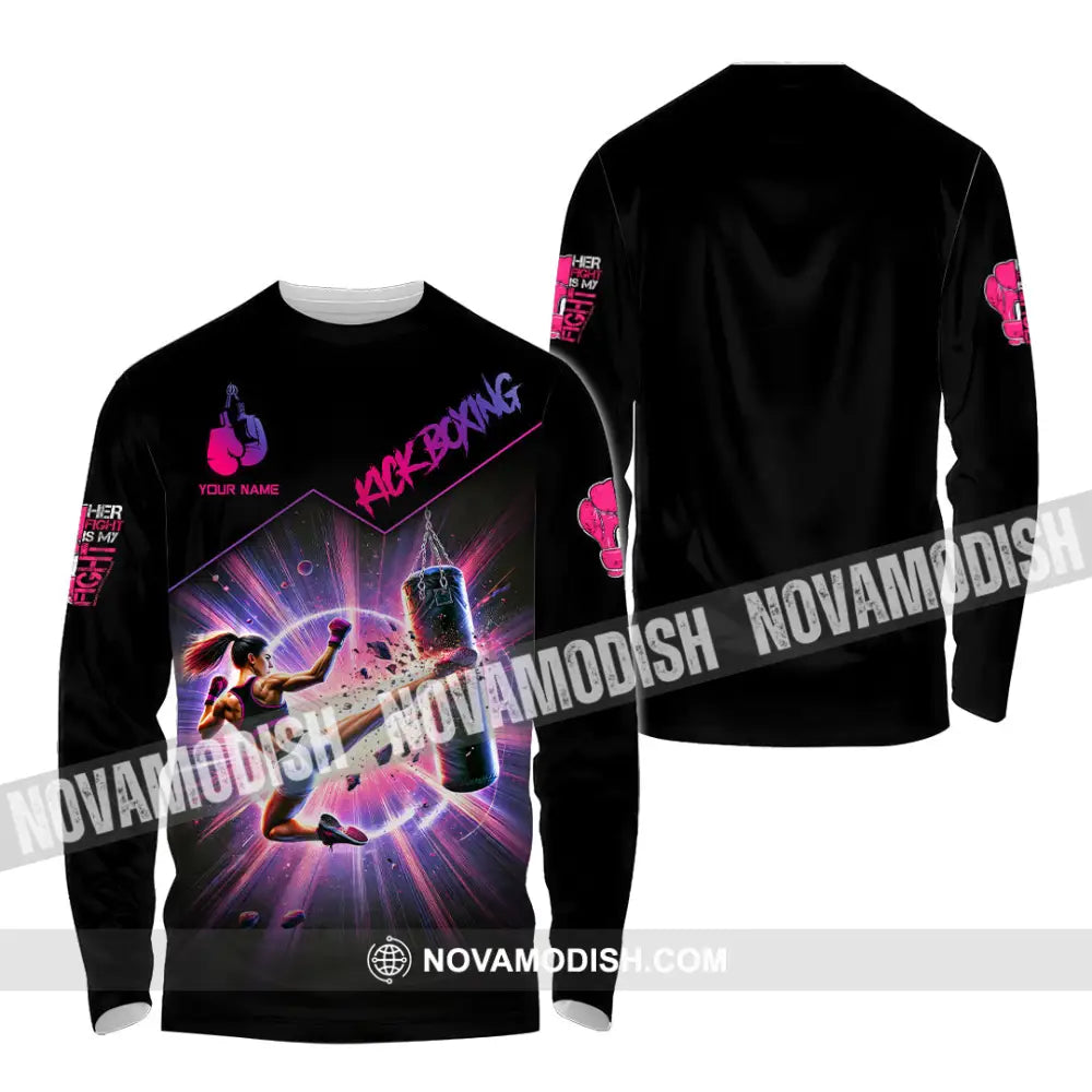 Woman Shirt Custom Name Kick Boxing Polo Long Sleeve Gift / S T-Shirt