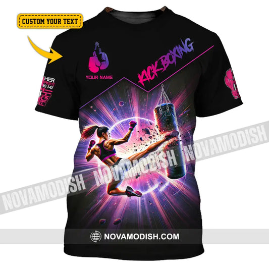 Woman Shirt Custom Name Kick Boxing Polo Long Sleeve Gift T-Shirt