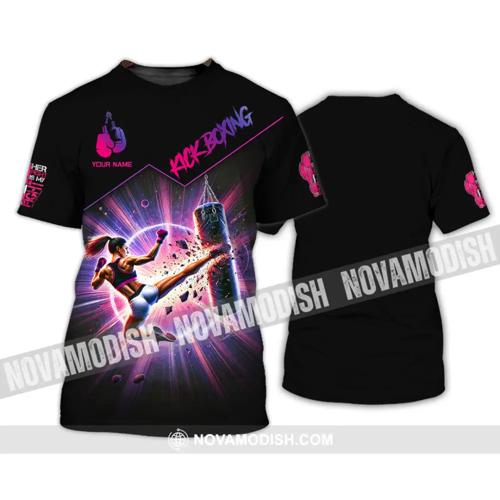Woman Shirt Custom Name Kick Boxing Polo Long Sleeve Gift T-Shirt / S T-Shirt