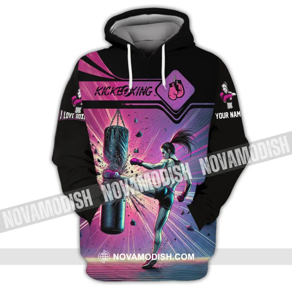 Woman Shirt Custom Name Kickboxing Hoodie Polo Long Sleeve / S T-Shirt