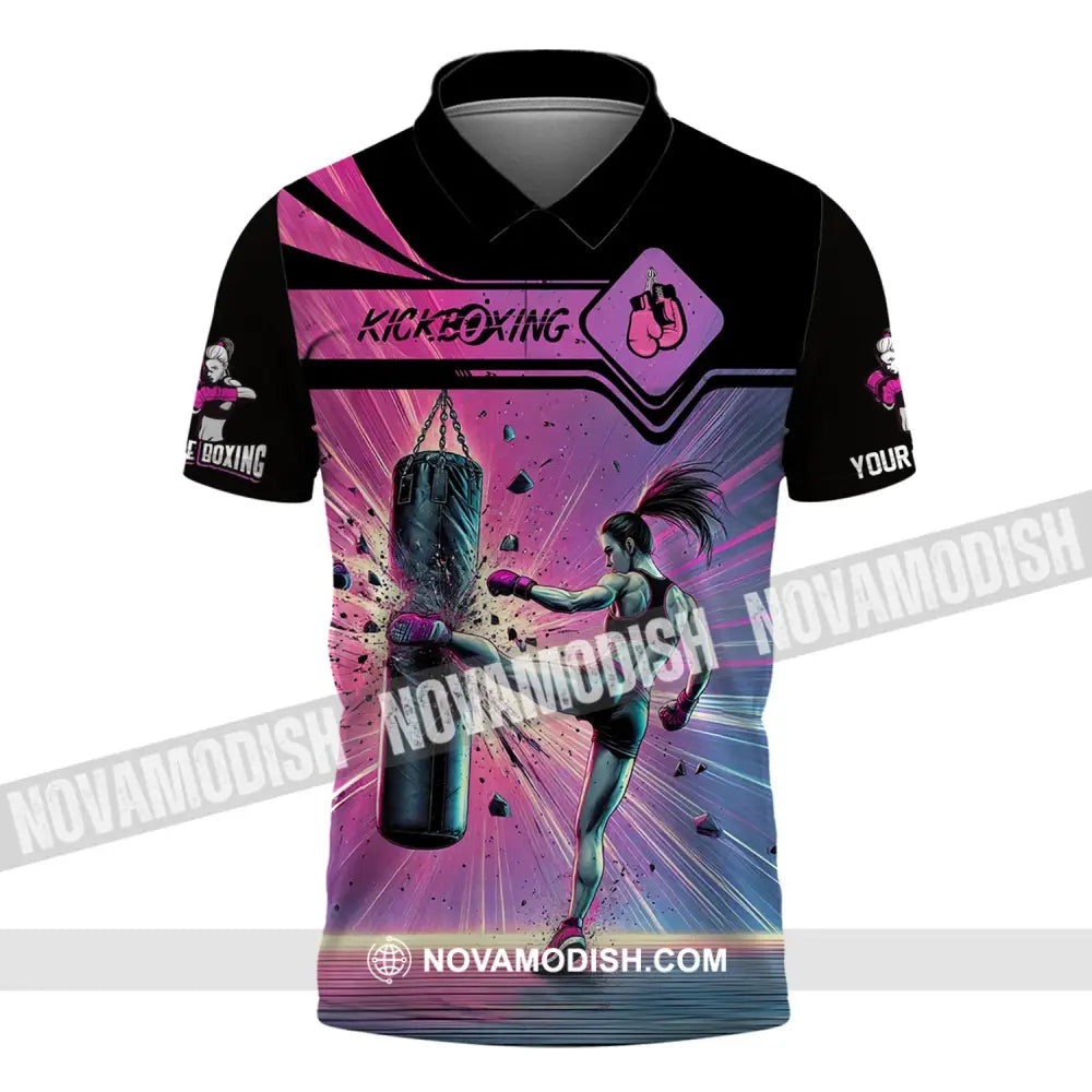 Woman Shirt Custom Name Kickboxing Hoodie Polo Long Sleeve / S T-Shirt