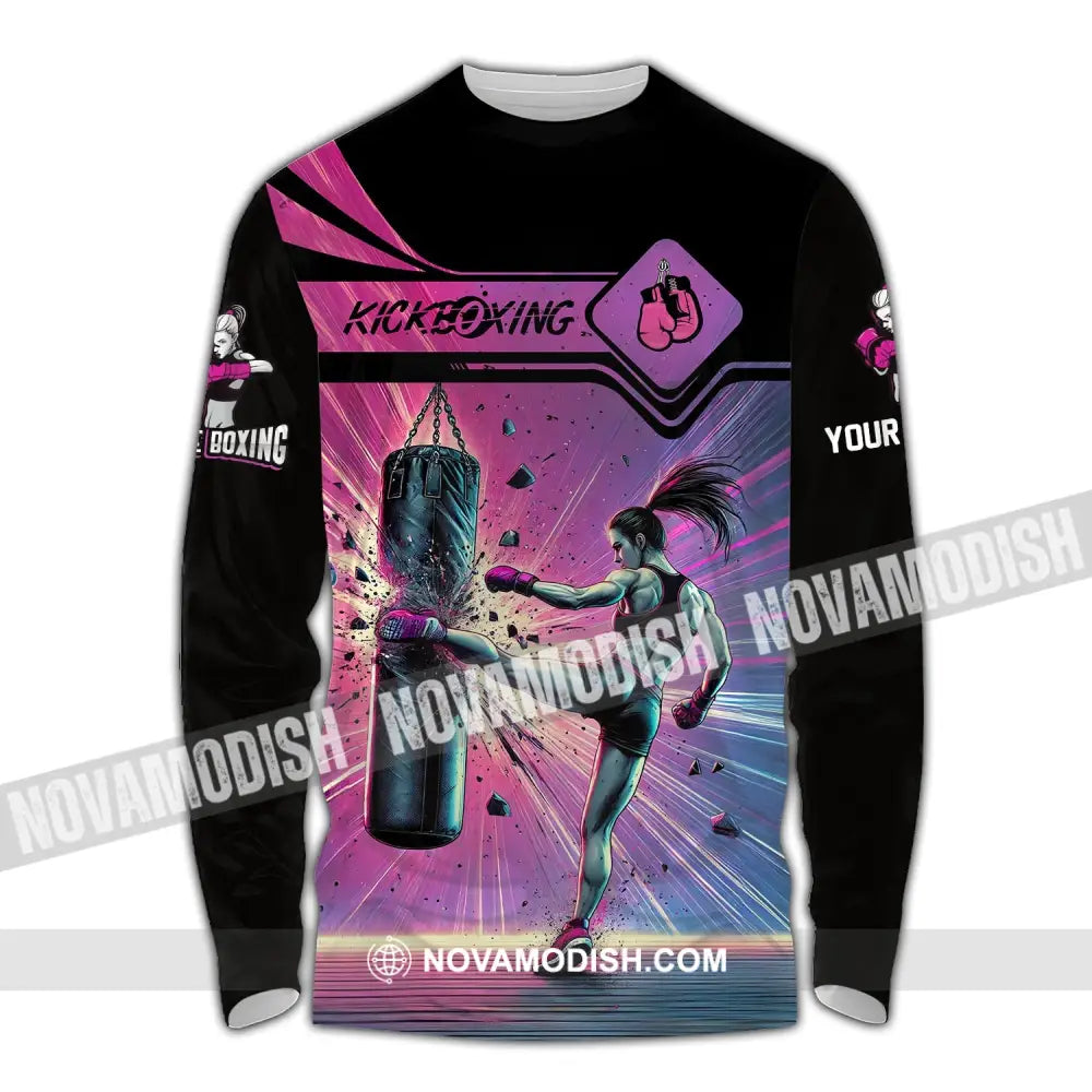 Woman Shirt Custom Name Kickboxing Hoodie Polo Long Sleeve / S T-Shirt