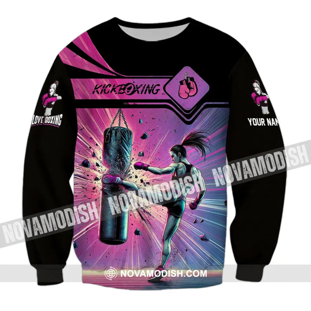 Woman Shirt Custom Name Kickboxing Hoodie Polo Long Sleeve / S T-Shirt