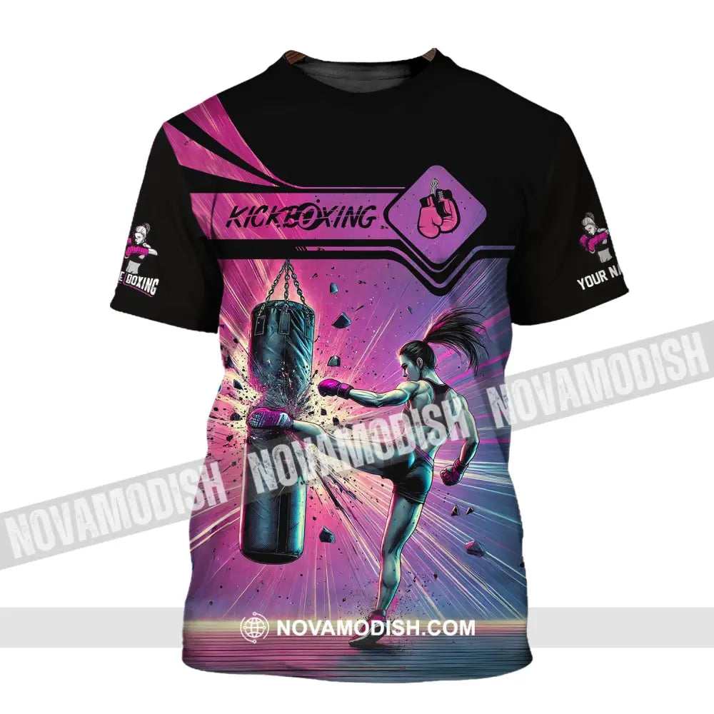 Woman Shirt Custom Name Kickboxing Hoodie Polo Long Sleeve T-Shirt / S T-Shirt