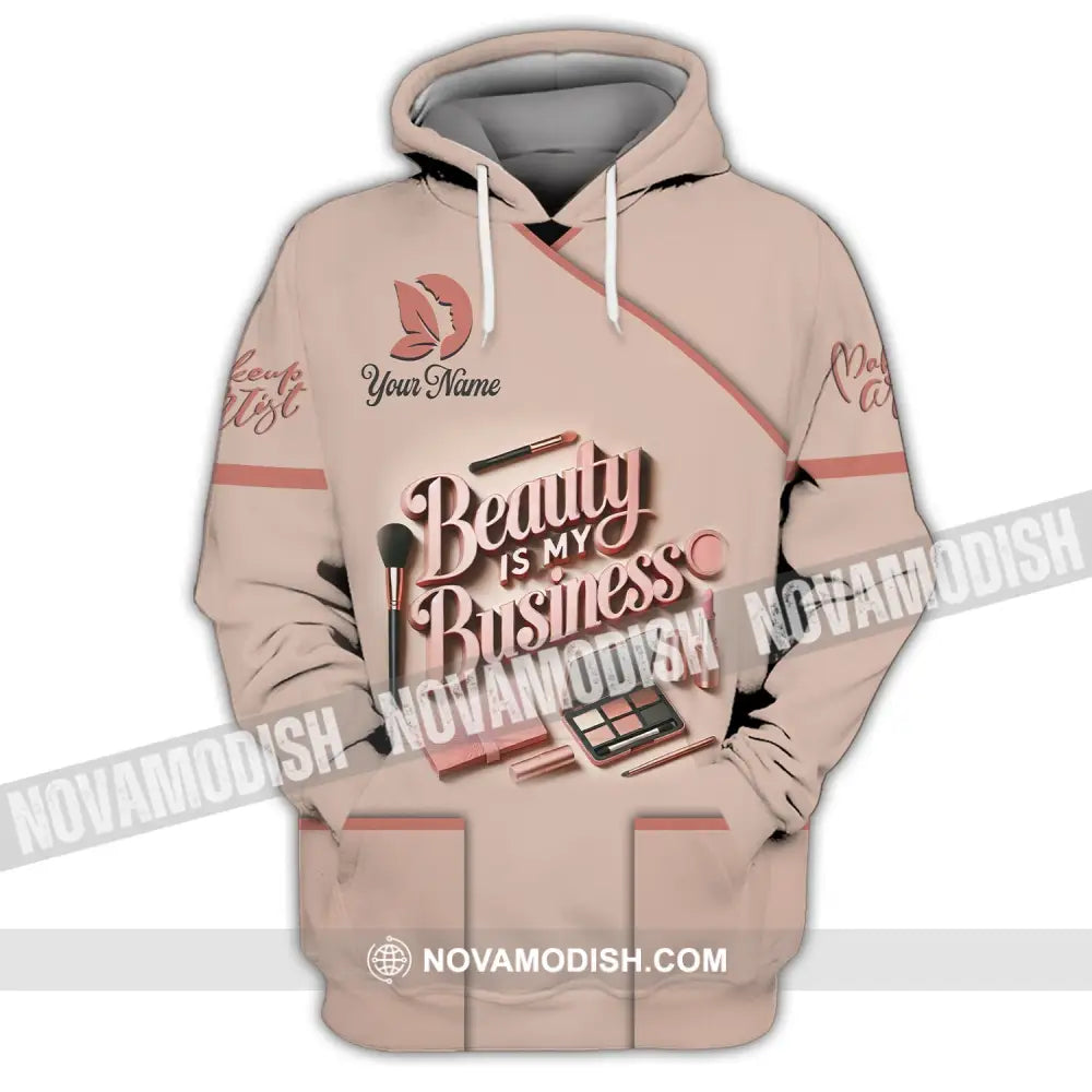 Woman Shirt Custom Name Makeup Artist T-Shirt For Beauty Shop Hoodie / S T-Shirt