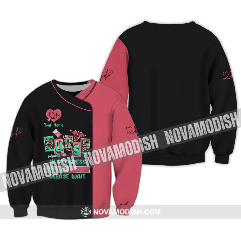 Woman Shirt Custom Name Nurse T-Shirt In Process For Nurses Long Sleeve / S