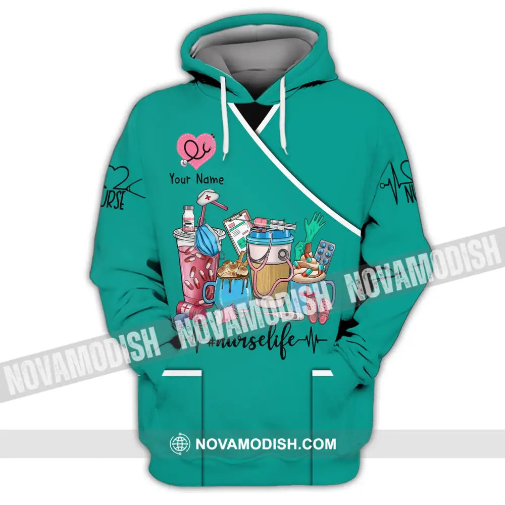 Woman Shirt Custom Name Nurse T-Shirt Life For Nurses Hoodie / S