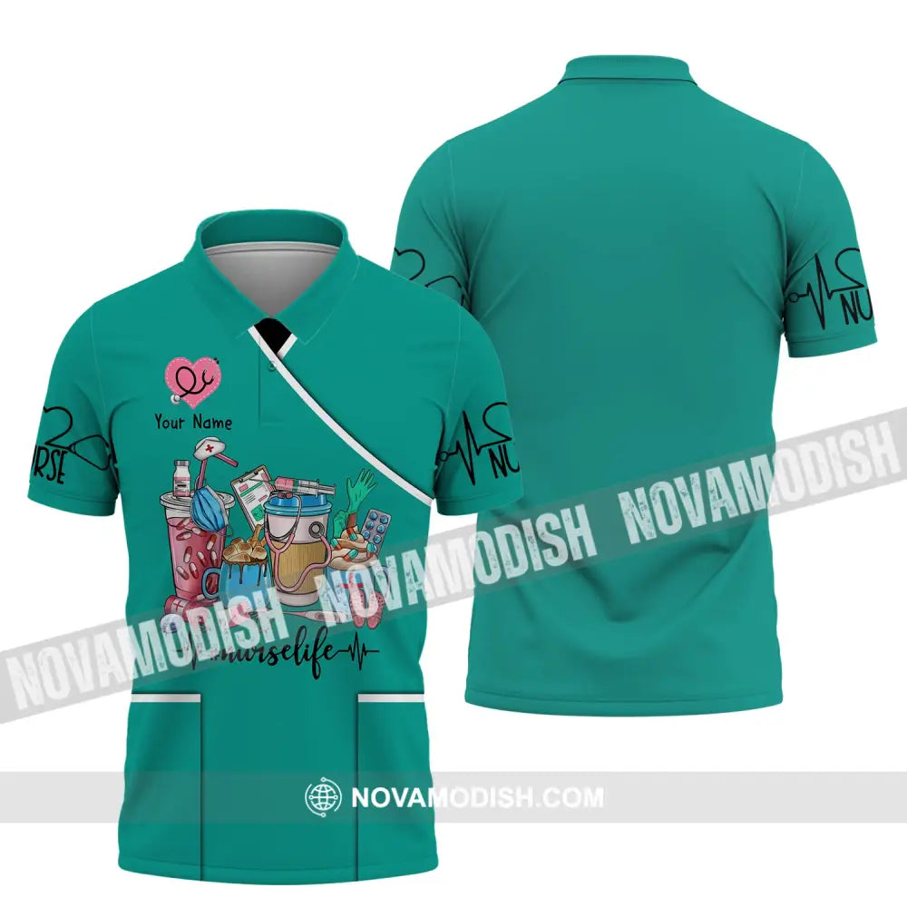 Woman Shirt Custom Name Nurse T-Shirt Life For Nurses Polo / S