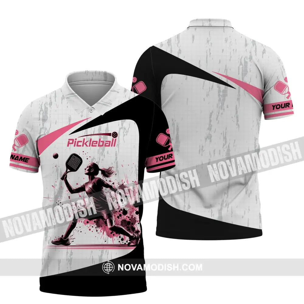 Woman Shirt Custom Name Pickleball T-Shirt For Club Gift Players Polo / S