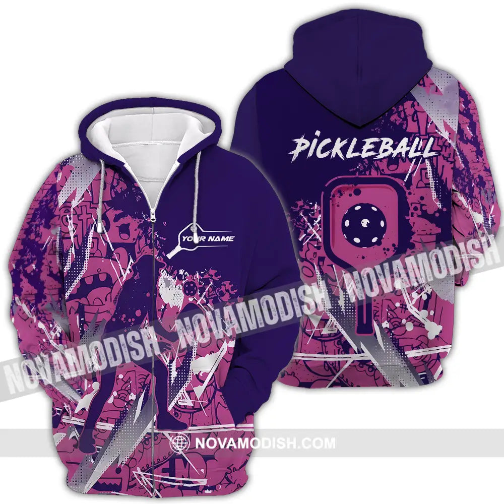 Woman Shirt - Custom Name Pickleball Shirt Zipper Hoodie / S T-shirt