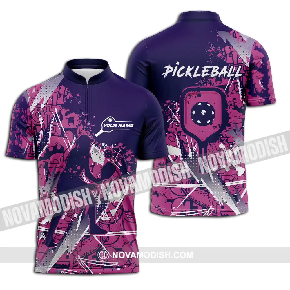 Woman Shirt - Custom Name Pickleball Shirt Zipper Polo Shirt / S T-shirt