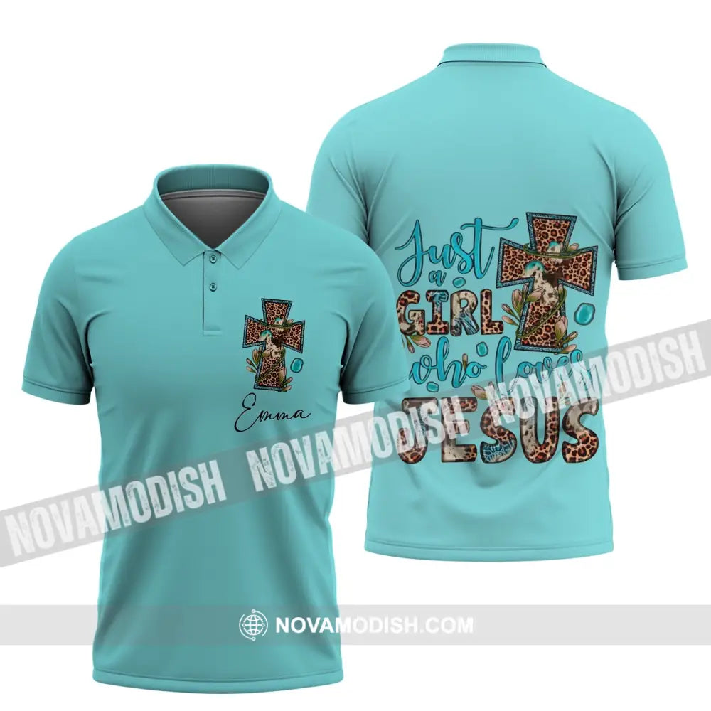 Woman Shirt - Custom Name T-Shirt - Just A Girl Who Loves Jesus Polo Shirt / S T-shirt
