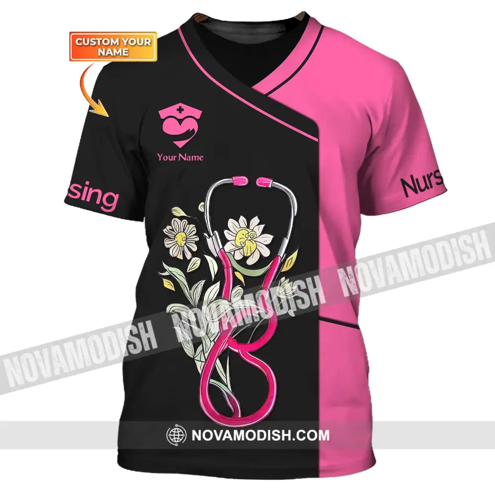 Woman Shirt Custom Nurse T-Shirt Flower Nursing Hoodie For Nurses / S