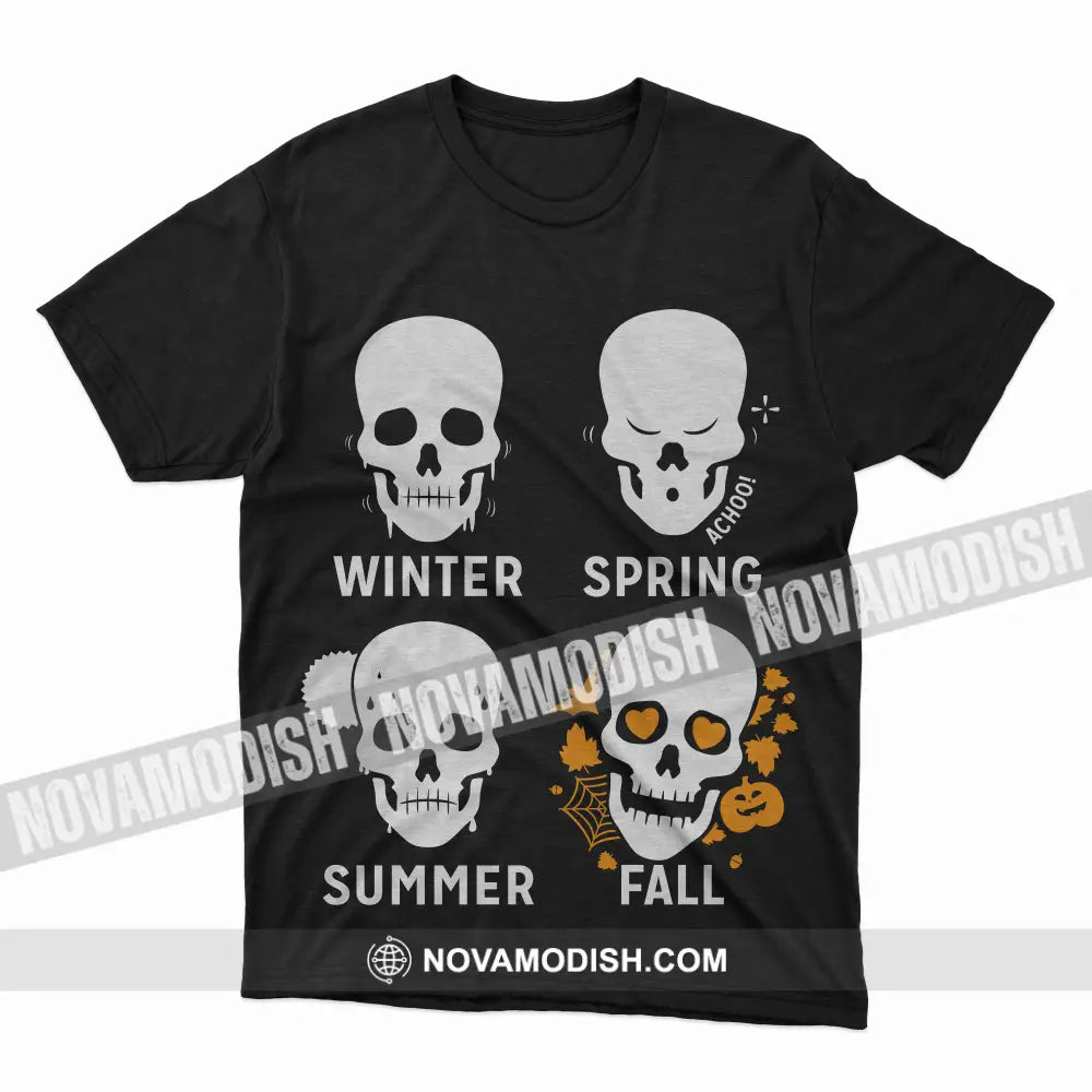 Woman T-Shirt Halloween Skull Seasons T-Shirt