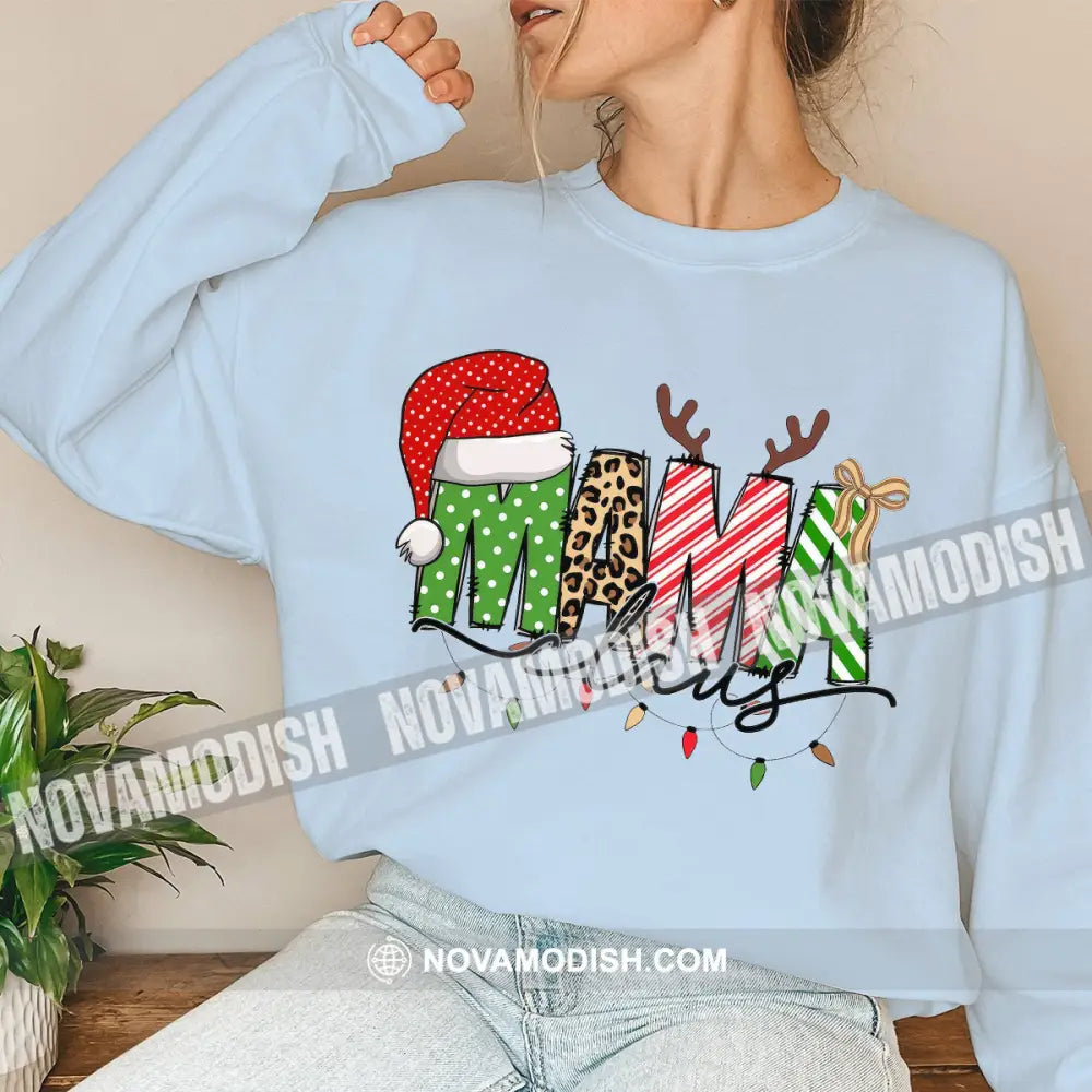 Woman T-Shirt Mama Christmas Hoodie Gift For Long Sleeve / Blue S T-Shirt