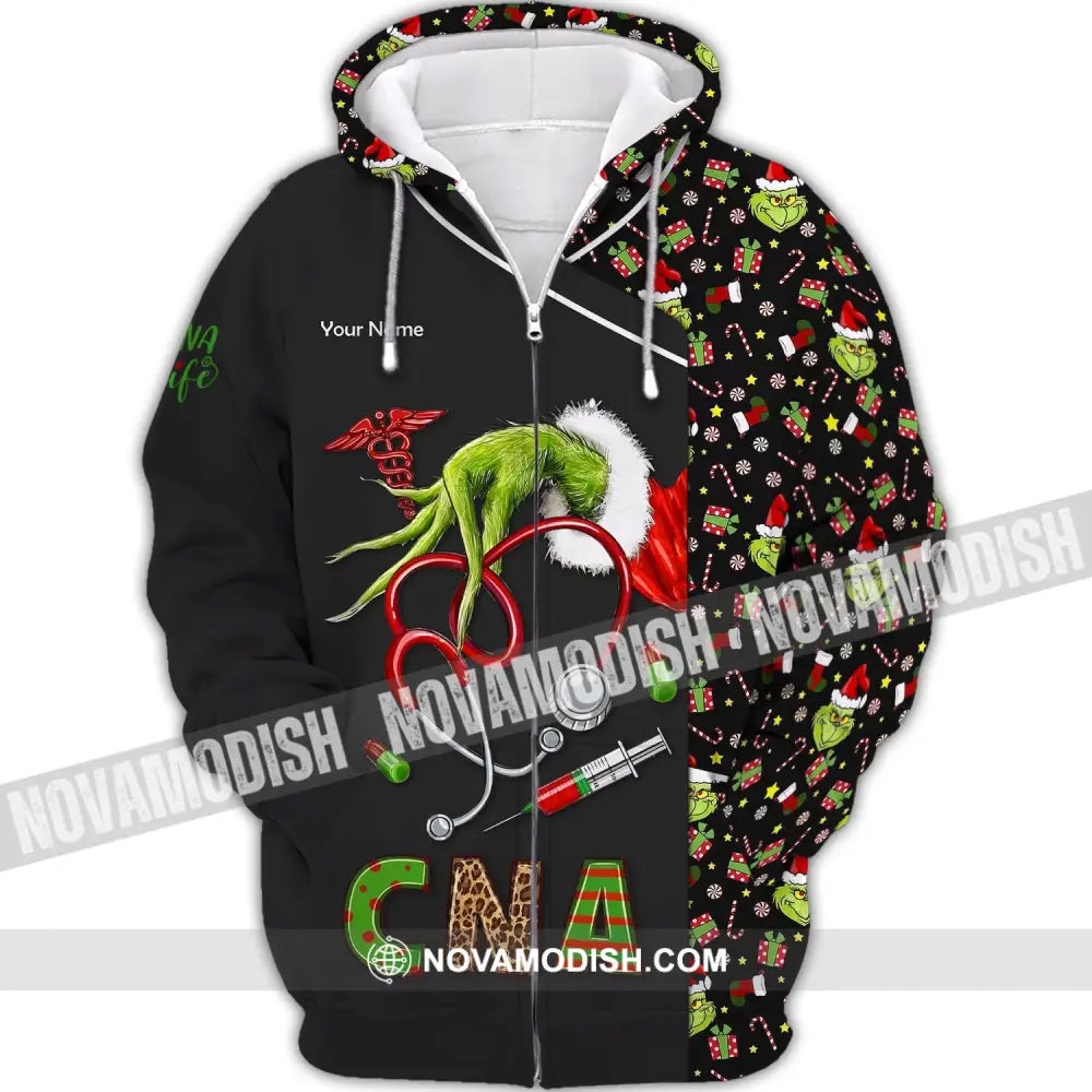 Women Shirt Cna Christmas Life T-Shirt Nurse Hoodie For Nurses Zipper / S