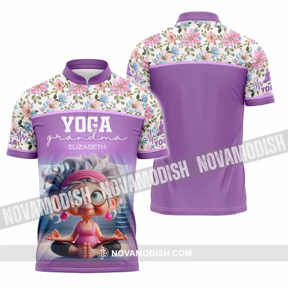 Women Shirt - Custom Chill Relax Yoga Granndma Shirt Zipper Polo Shirt / S T-shirt