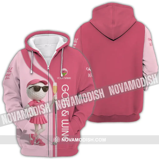 Women Shirt - Custom Golf And Wine Shirt Zipper Hoodie / S T-shirt