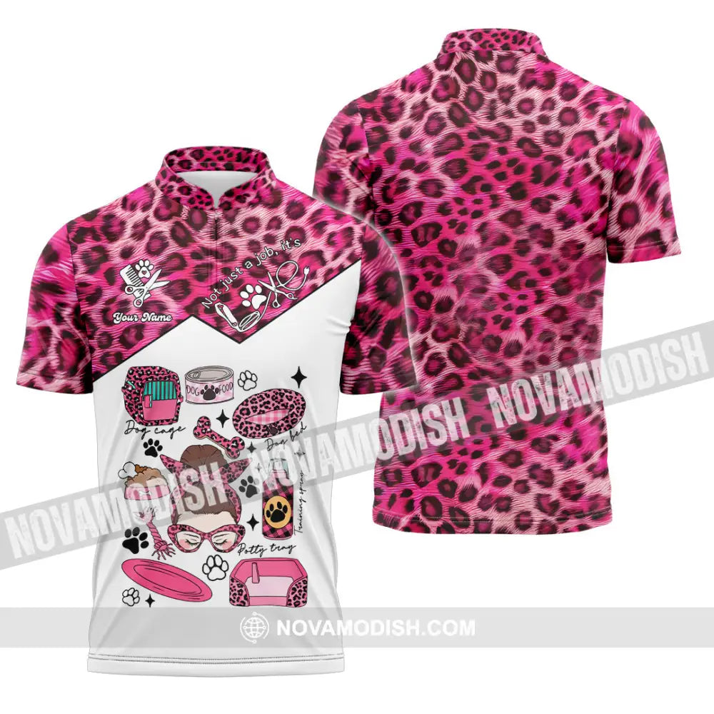 Women Shirt - Custom It’s Not Just A Job It’s Love Pet Groomer Shirt Zipper Polo Shirt / S T-shirt
