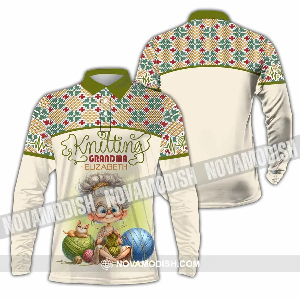 Women Shirt - Custom Knitting Grandma Shirt Long Sleeve Polo / S T-shirt