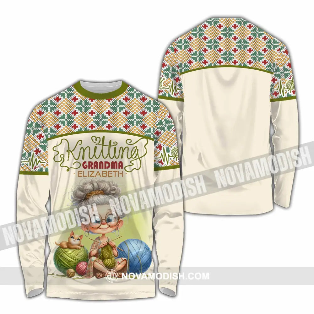 Women Shirt - Custom Knitting Grandma Shirt Long Sleeve Shirt / S T-shirt