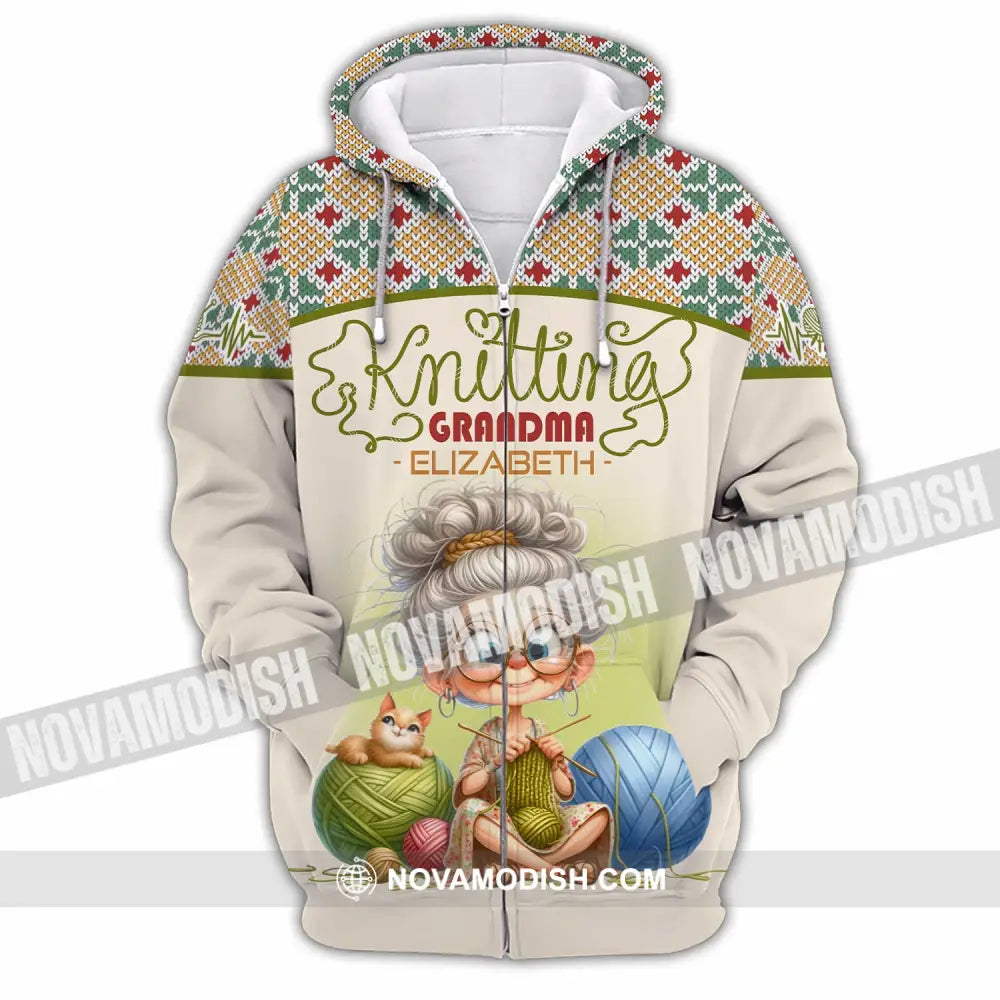 Women Shirt - Custom Knitting Grandma Shirt Zipper Hoodie / S T-shirt