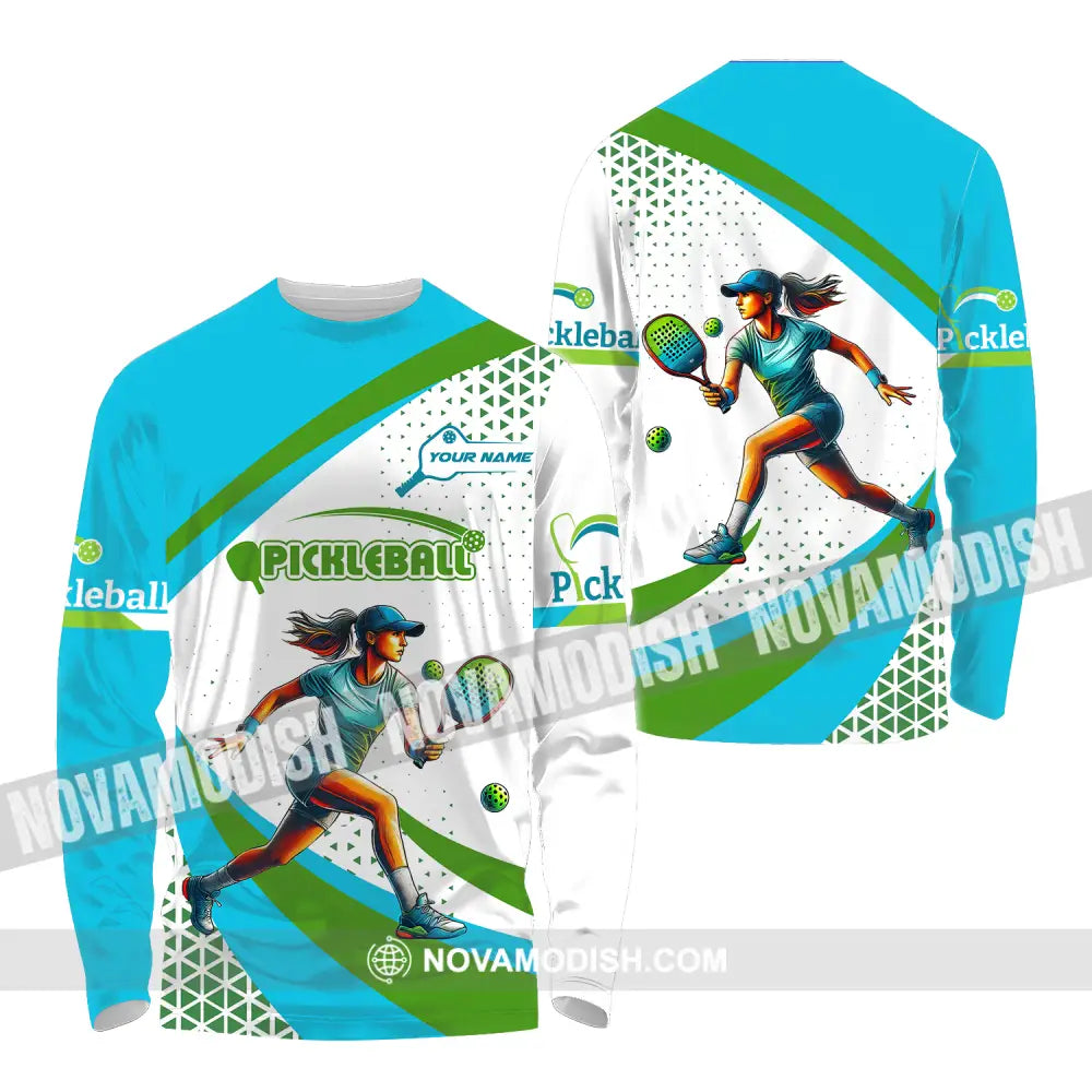 Women Shirt - Custom Name Sport Shirt Pickleball Classic Shirt Long Sleeve Shirt / S T-shirt