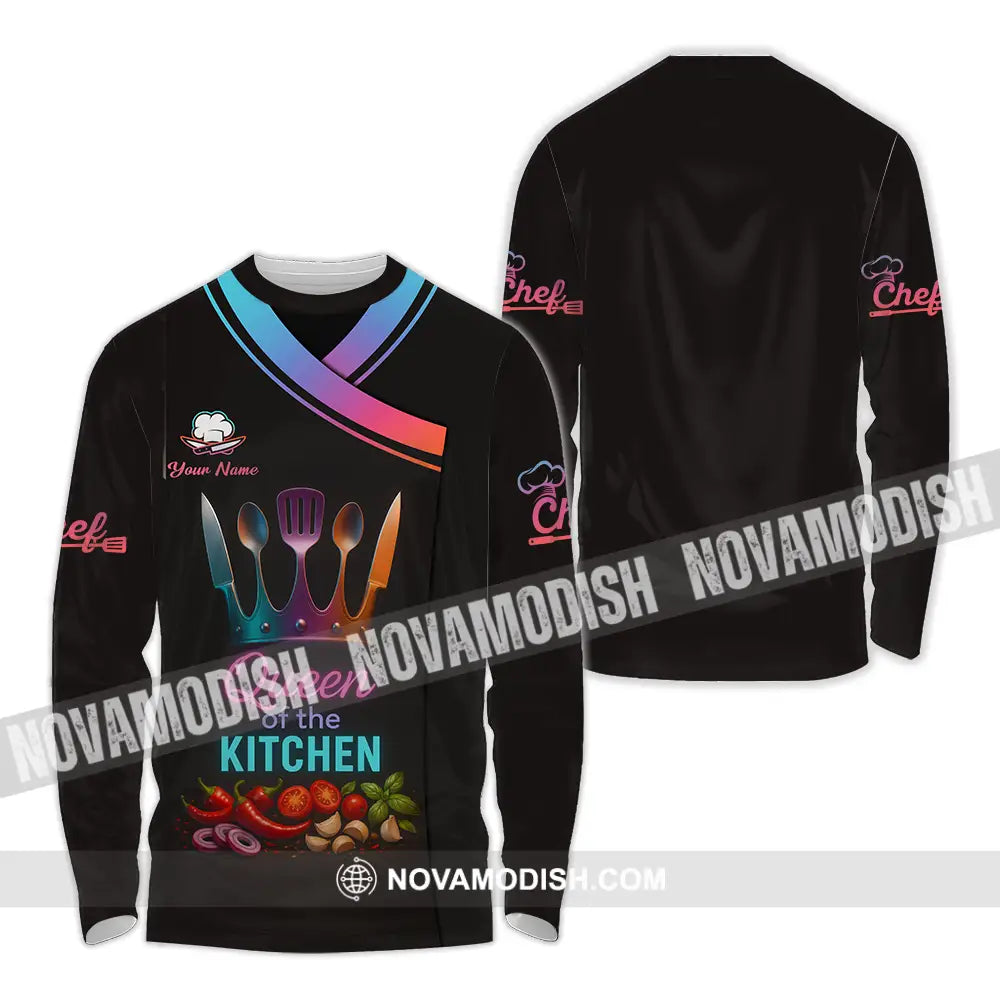 Women Shirt - Custom Queen Of The Kitchen Master Chef Shirt Long Sleeve Shirt / S T-shirt