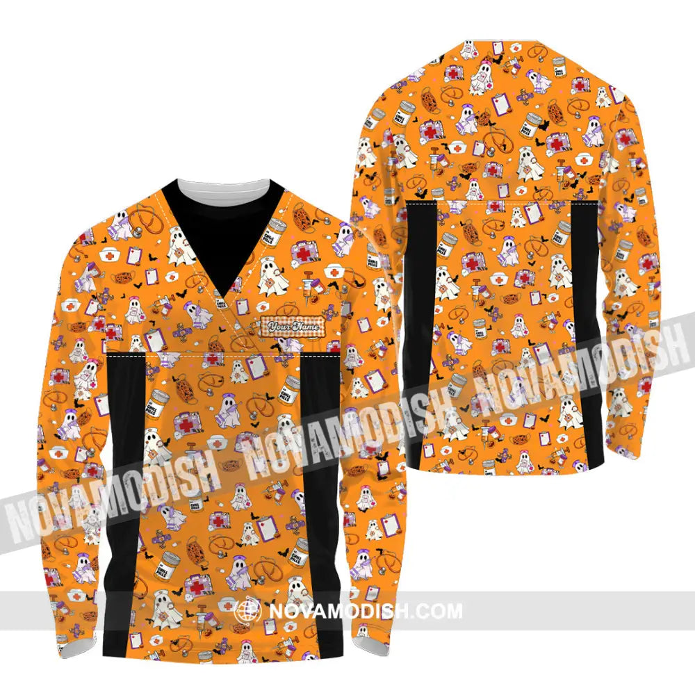 Women Shirt - Custom Scrubstar Fright Friends Halloween Shirt Long Sleeve Shirt / S T-shirt