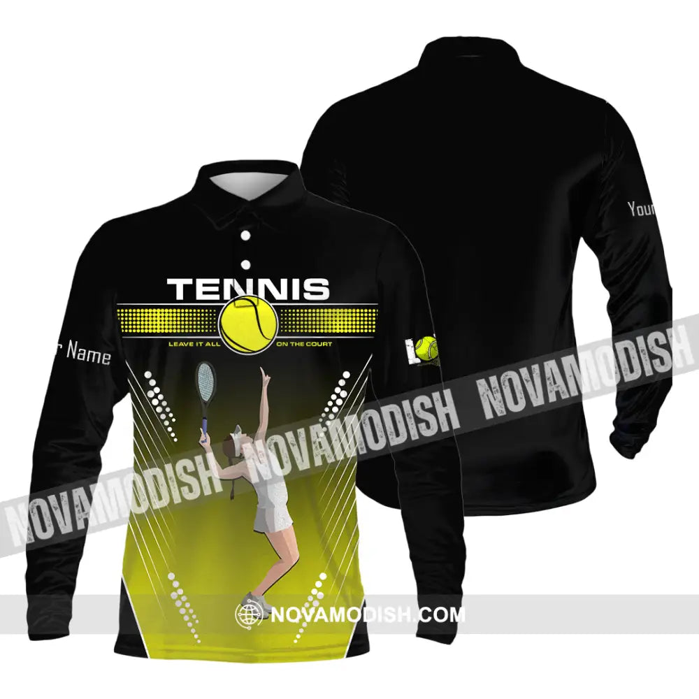 Women Shirt - Custom Tennis Player Sport Shirt Long Sleeve Polo / S T-shirt
