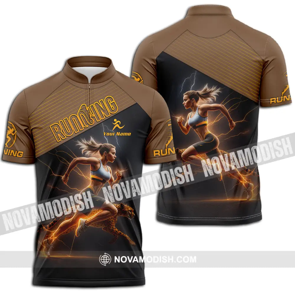 Women Shirt - Custom Woman Running Shirt Zipper Polo Shirt / S T-shirt