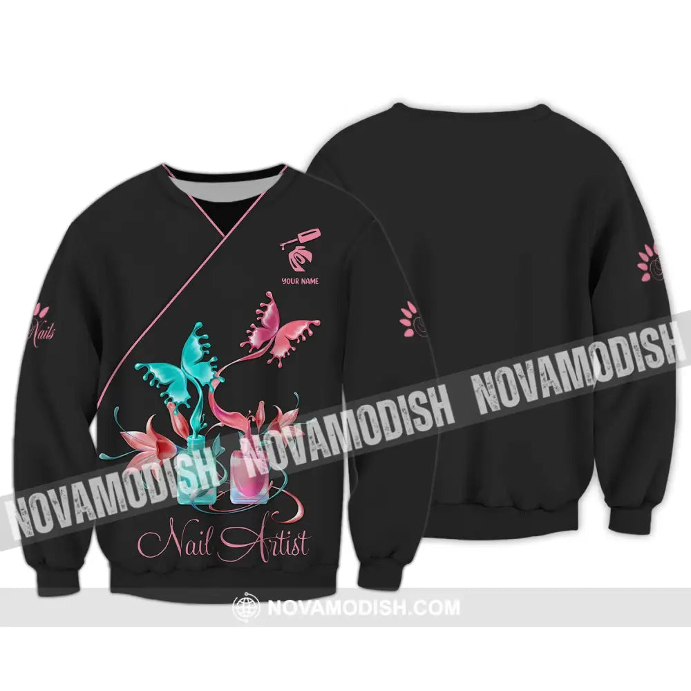 Women Shirt Nail Technician Artist Hoodie Tech T-Shirt Long Sleeve / S
