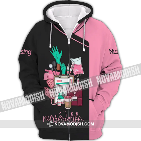 Women Shirt Nurse Life Nursing Hoodie Sportwear Zipper / S T-Shirt