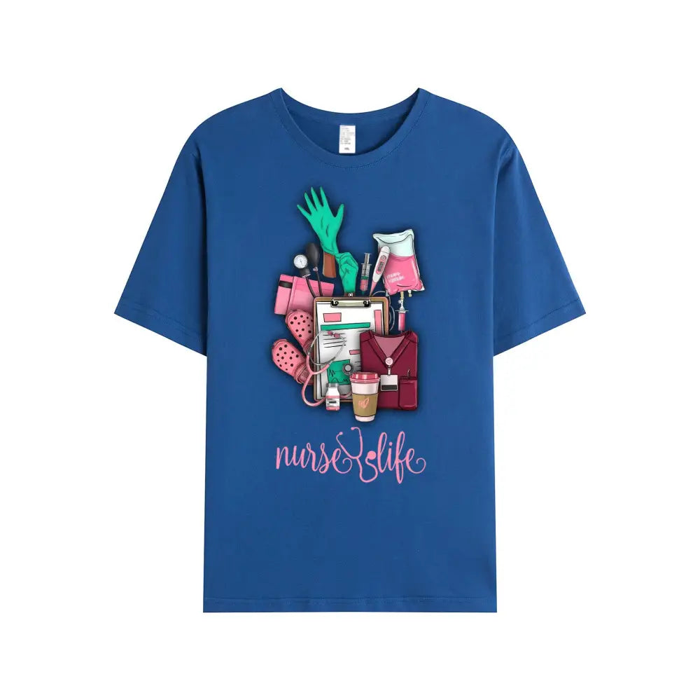 Women Shirt Nurse Life Nursing T-Shirt T-Shirt / Navy Blue S